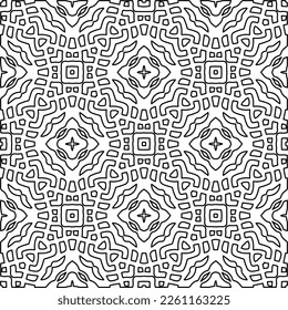 Stylish texture with figures from lines.
Abstract geometric black and white pattern for web page, textures, card, poster, fabric, textile. Monochrome graphic repeating design. 