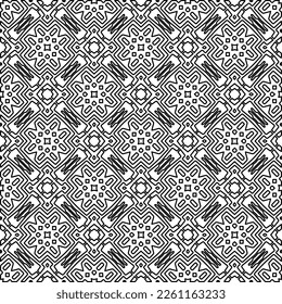 Stylish texture with figures from lines.
Abstract geometric black and white pattern for web page, textures, card, poster, fabric, textile. Monochrome graphic repeating design. 