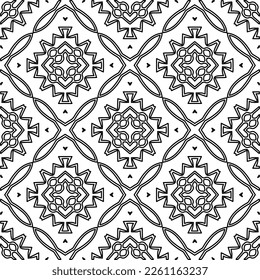 Stylish texture with figures from lines.
Abstract geometric black and white pattern for web page, textures, card, poster, fabric, textile. Monochrome graphic repeating design. 