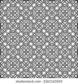 Stylish texture with figures from lines.
Abstract geometric black and white pattern for web page, textures, card, poster, fabric, textile. Monochrome graphic repeating design. 