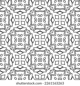 Stylish texture with figures from lines.
Abstract geometric black and white pattern for web page, textures, card, poster, fabric, textile. Monochrome graphic repeating design. 