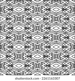 Stylish texture with figures from lines.
Abstract geometric black and white pattern for web page, textures, card, poster, fabric, textile. Monochrome graphic repeating design. 