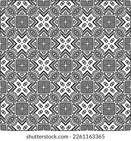 Stylish texture with figures from lines.
Abstract geometric black and white pattern for web page, textures, card, poster, fabric, textile. Monochrome graphic repeating design. 