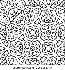 Stylish texture with figures from lines.
Abstract geometric black and white pattern for web page, textures, card, poster, fabric, textile. Monochrome graphic repeating design. 