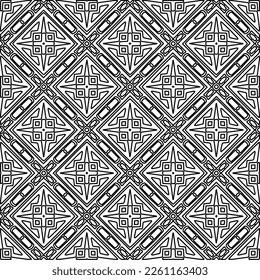 Stilvolle Textur mit Figuren aus Linien.
Abstraktes geometrisches Schwarz-Weiß-Muster für Webseiten, Texturen, Karten, Plakate, Gewebe, Textilien. Monochrome grafische Wiederholungsdesign. 