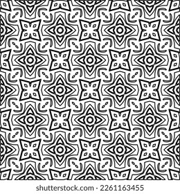Stylish texture with figures from lines.
Abstract geometric black and white pattern for web page, textures, card, poster, fabric, textile. Monochrome graphic repeating design. 
