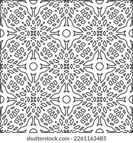 Stylish texture with figures from lines.
Abstract geometric black and white pattern for web page, textures, card, poster, fabric, textile. Monochrome graphic repeating design. 