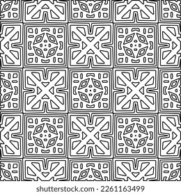 Stylish texture with figures from lines.
Abstract geometric black and white pattern for web page, textures, card, poster, fabric, textile. Monochrome graphic repeating design. 