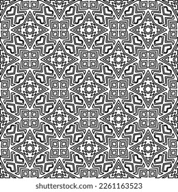 Stylish texture with figures from lines.
Abstract geometric black and white pattern for web page, textures, card, poster, fabric, textile. Monochrome graphic repeating design. 