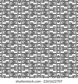 Stylish texture with figures from lines.
Abstract geometric black and white pattern for web page, textures, card, poster, fabric, textile. Monochrome graphic repeating design. 