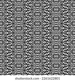 Stylish texture with figures from lines.
Abstract geometric black and white pattern for web page, textures, card, poster, fabric, textile. Monochrome graphic repeating design. 