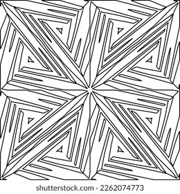 Stylish texture with figures from lines.
Abstract geometric black and white pattern for web page, textures, card, poster, fabric, textile. Monochrome graphic repeating design. 
