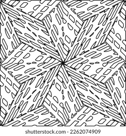 Stylish texture with figures from lines.
Abstract geometric black and white pattern for web page, textures, card, poster, fabric, textile. Monochrome graphic repeating design. 
