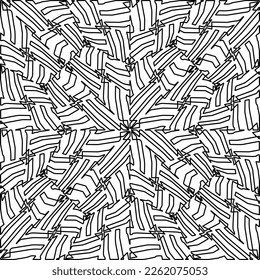 Stylish texture with figures from lines.
Abstract geometric black and white pattern for web page, textures, card, poster, fabric, textile. Monochrome graphic repeating design. 
