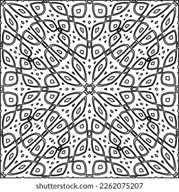 Stylish texture with figures from lines.
Abstract geometric black and white pattern for web page, textures, card, poster, fabric, textile. Monochrome graphic repeating design. 
