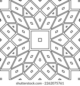 Stylish texture with figures from lines.
Abstract geometric black and white pattern for web page, textures, card, poster, fabric, textile. Monochrome graphic repeating design. 
