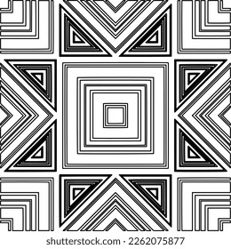 Stylish texture with figures from lines.
Abstract geometric black and white pattern for web page, textures, card, poster, fabric, textile. Monochrome graphic repeating design. 
