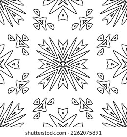 Stylish texture with figures from lines.
Abstract geometric black and white pattern for web page, textures, card, poster, fabric, textile. Monochrome graphic repeating design. 
