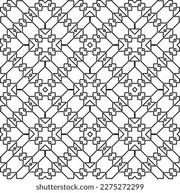 Stylish texture with figures from lines.
Abstract geometric black and white pattern for web page, textures, card, poster, fabric, textile. Monochrome graphic repeating design. 