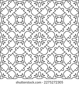 Stylish texture with figures from lines.
Abstract geometric black and white pattern for web page, textures, card, poster, fabric, textile. Monochrome graphic repeating design. 