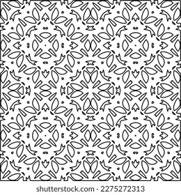 Stylish texture with figures from lines.
Abstract geometric black and white pattern for web page, textures, card, poster, fabric, textile. Monochrome graphic repeating design. 