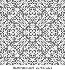 Stylish texture with figures from lines.
Abstract geometric black and white pattern for web page, textures, card, poster, fabric, textile. Monochrome graphic repeating design. 