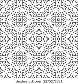 Stylish texture with figures from lines.
Abstract geometric black and white pattern for web page, textures, card, poster, fabric, textile. Monochrome graphic repeating design. 