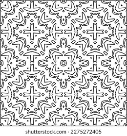 Stylish texture with figures from lines.
Abstract geometric black and white pattern for web page, textures, card, poster, fabric, textile. Monochrome graphic repeating design. 