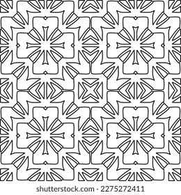 Stylish texture with figures from lines.
Abstract geometric black and white pattern for web page, textures, card, poster, fabric, textile. Monochrome graphic repeating design. 