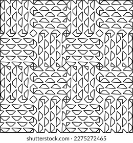 Stylish texture with figures from lines.
Abstract geometric black and white pattern for web page, textures, card, poster, fabric, textile. Monochrome graphic repeating design. 