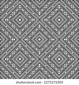 Stylish texture with figures from lines.
Abstract geometric black and white pattern for web page, textures, card, poster, fabric, textile. Monochrome graphic repeating design. 