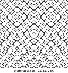 Stylish texture with figures from lines.
Abstract geometric black and white pattern for web page, textures, card, poster, fabric, textile. Monochrome graphic repeating design. 