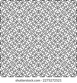 Stylish texture with figures from lines.
Abstract geometric black and white pattern for web page, textures, card, poster, fabric, textile. Monochrome graphic repeating design. 