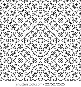 Stylish texture with figures from lines.
Abstract geometric black and white pattern for web page, textures, card, poster, fabric, textile. Monochrome graphic repeating design. 