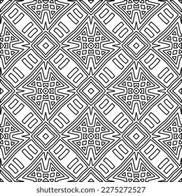 Stylish texture with figures from lines.
Abstract geometric black and white pattern for web page, textures, card, poster, fabric, textile. Monochrome graphic repeating design. 