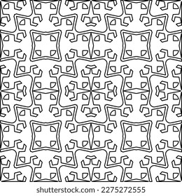 Stylish texture with figures from lines.
Abstract geometric black and white pattern for web page, textures, card, poster, fabric, textile. Monochrome graphic repeating design. 