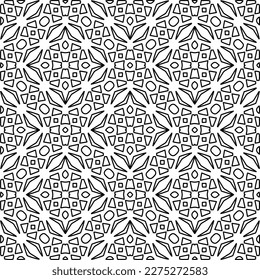 Stylish texture with figures from lines.
Abstract geometric black and white pattern for web page, textures, card, poster, fabric, textile. Monochrome graphic repeating design. 