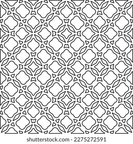 Stilvolle Textur mit Figuren aus Linien.
Abstraktes geometrisches Schwarz-Weiß-Muster für Webseiten, Texturen, Karten, Plakate, Gewebe, Textilien. Monochrome grafische Wiederholungsdesign. 