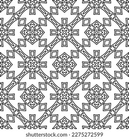 Stylish texture with figures from lines.
Abstract geometric black and white pattern for web page, textures, card, poster, fabric, textile. Monochrome graphic repeating design. 