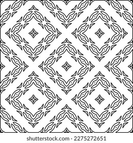 Stilvolle Textur mit Figuren aus Linien.
Abstraktes geometrisches Schwarz-Weiß-Muster für Webseiten, Texturen, Karten, Plakate, Gewebe, Textilien. Monochrome grafische Wiederholungsdesign. 