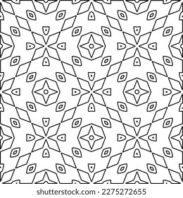 Stylish texture with figures from lines.
Abstract geometric black and white pattern for web page, textures, card, poster, fabric, textile. Monochrome graphic repeating design. 