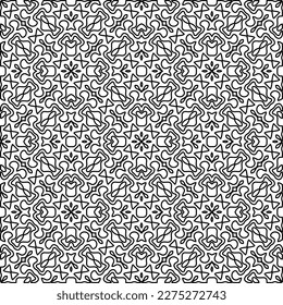 Stylish texture with figures from lines.
Abstract geometric black and white pattern for web page, textures, card, poster, fabric, textile. Monochrome graphic repeating design. 