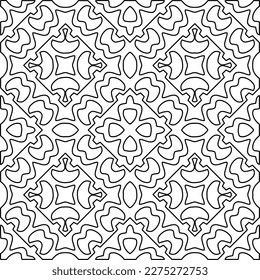 Stylish texture with figures from lines.
Abstract geometric black and white pattern for web page, textures, card, poster, fabric, textile. Monochrome graphic repeating design. 