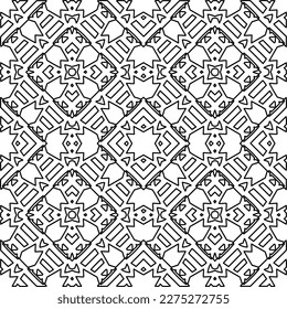 Stylish texture with figures from lines.
Abstract geometric black and white pattern for web page, textures, card, poster, fabric, textile. Monochrome graphic repeating design. 