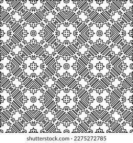 Stylish texture with figures from lines.
Abstract geometric black and white pattern for web page, textures, card, poster, fabric, textile. Monochrome graphic repeating design. 