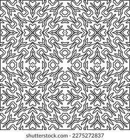 Stylish texture with figures from lines.
Abstract geometric black and white pattern for web page, textures, card, poster, fabric, textile. Monochrome graphic repeating design. 