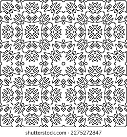 Stylish texture with figures from lines.
Abstract geometric black and white pattern for web page, textures, card, poster, fabric, textile. Monochrome graphic repeating design. 