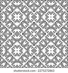 Stylish texture with figures from lines.
Abstract geometric black and white pattern for web page, textures, card, poster, fabric, textile. Monochrome graphic repeating design. 