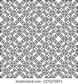 Stylish texture with figures from lines.
Abstract geometric black and white pattern for web page, textures, card, poster, fabric, textile. Monochrome graphic repeating design. 