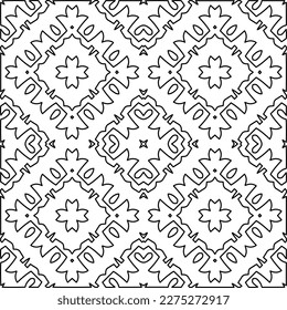 Stylish texture with figures from lines.
Abstract geometric black and white pattern for web page, textures, card, poster, fabric, textile. Monochrome graphic repeating design. 
